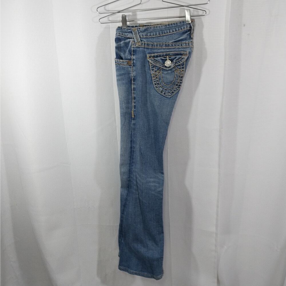TRUE RELIGION! AWESOME BLUE FADE DENIM, CONTRAST STITCH FLAP POCKET JEANS!SZ 4/6 - Picture 10 of 16